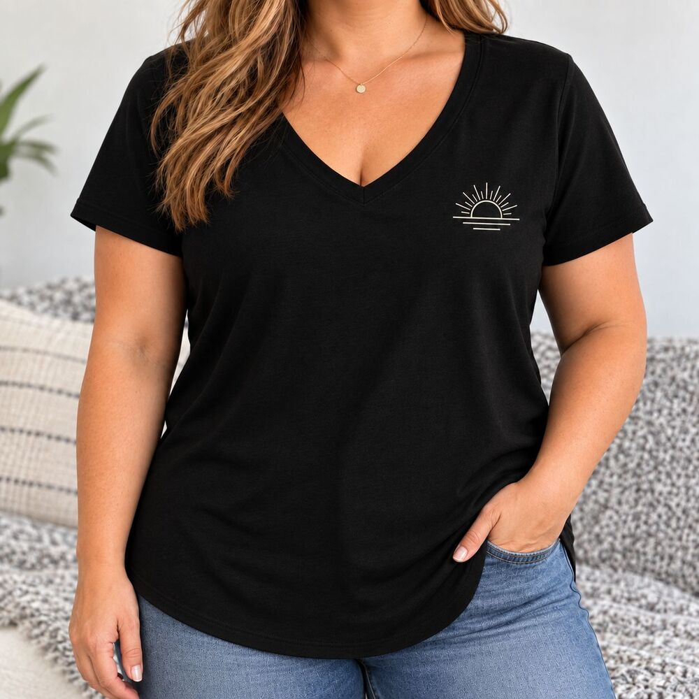 Torrid Classic Fit V Neck T Shirt Black Short Sleeve Size 3 Flowy Lightweight
